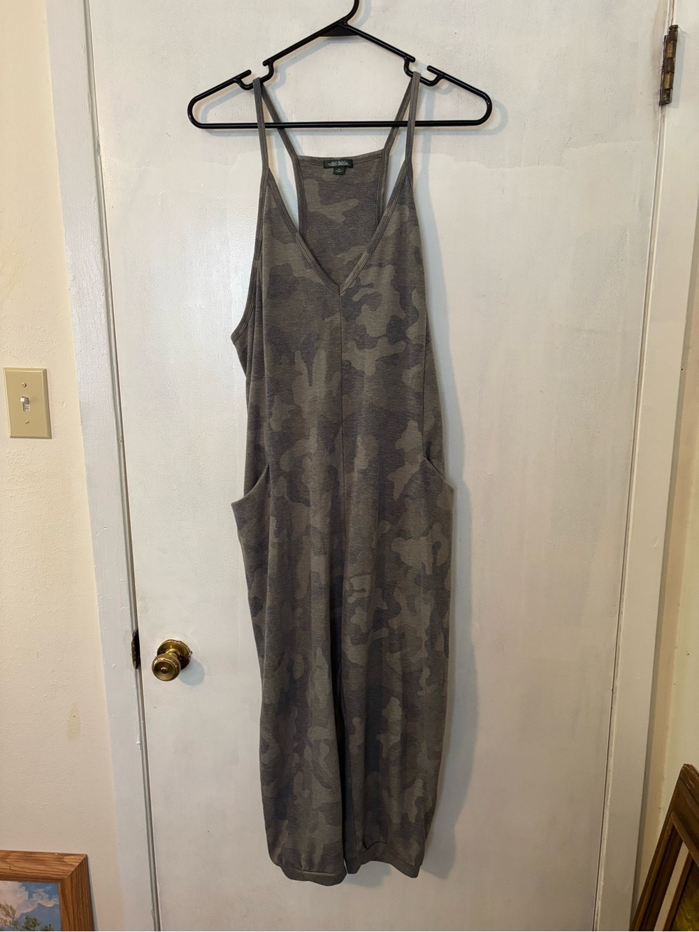 wild fable Gray Camo V-Neck Romper with Pockets